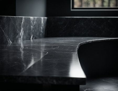 Professional interior design with expensive black marble and granite. Excellent background for presentation and product. High quality illustrationの素材