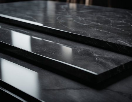 Professional interior design with expensive black marble and granite. Excellent background for presentation and product. High quality illustrationの素材