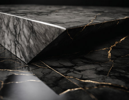 Professional interior design with expensive black marble and granite. Excellent background for presentation and product. High quality illustrationの素材