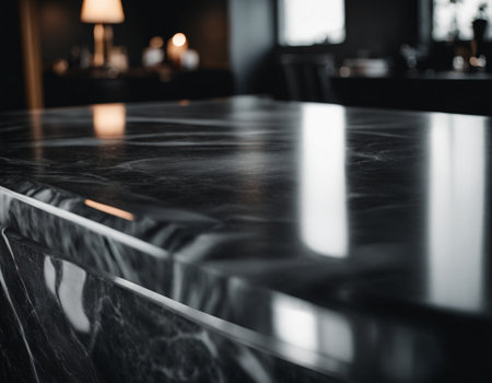 Professional interior design with expensive black marble and granite. Excellent background for presentation and product. High quality illustrationの素材