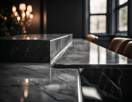 Professional interior design with expensive black marble and granite. Excellent background for presentation and product. High quality illustrationの素材