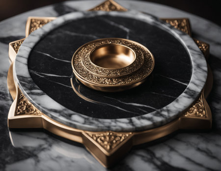 Professional interior design with expensive black marble and granite. Excellent background for presentation and product. High quality illustrationの素材