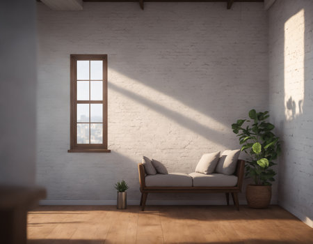 Minimalistic loft interior. High quality illustrationの素材