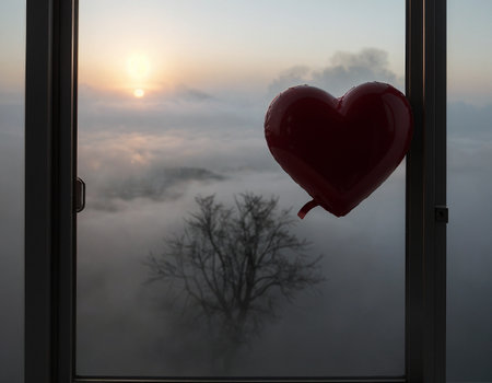 A heart on the glass. High quality illustrationの素材