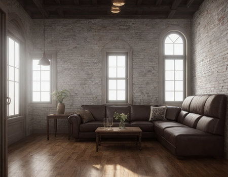 Minimalistic loft interior. High quality illustrationの素材