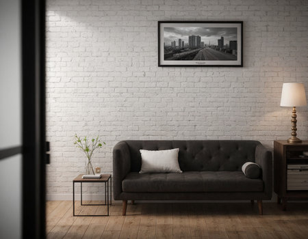 Minimalistic loft interior. High quality illustrationの素材