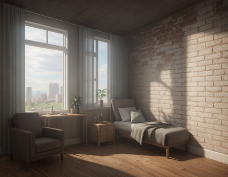 Minimalistic loft interior. High quality illustrationの素材