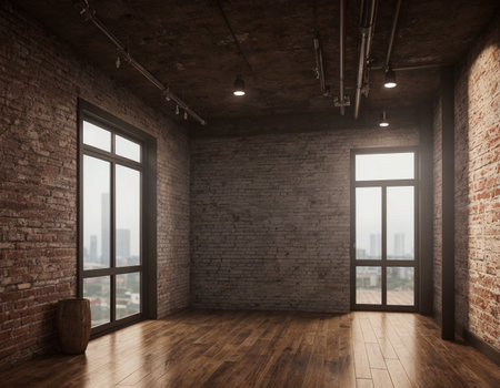 Minimalistic loft interior. High quality illustrationの素材