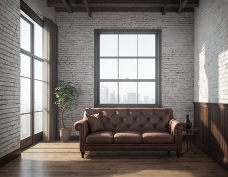 Minimalistic loft interior. High quality illustrationの素材
