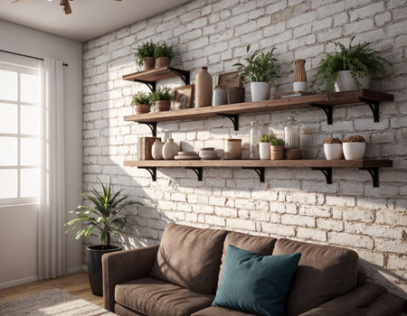 Minimalistic loft interior. High quality illustrationの素材
