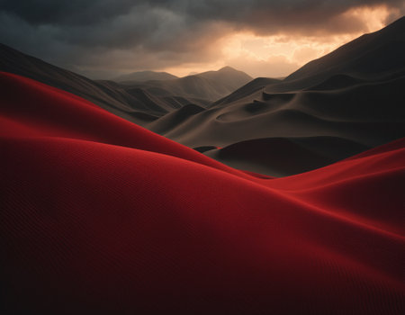 Professional designer background with mountains like a expensive dark silk and fabric. Background for product presentations. High quality illustrationの素材