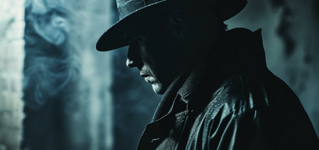 The mysterious man in the noir hat. High quality photoの素材