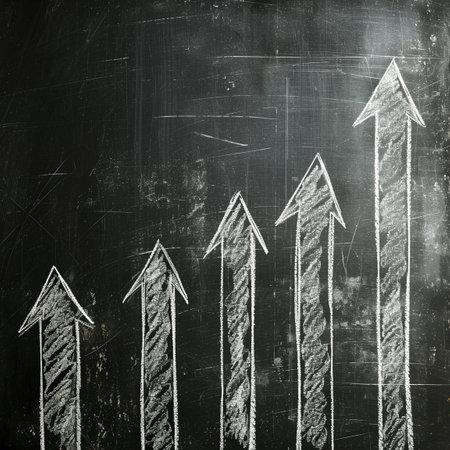 The arrow of the growing trend drawn on the board. High quality illustrationの素材