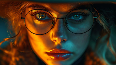 A beautiful girl with glasses. High quality photoの素材