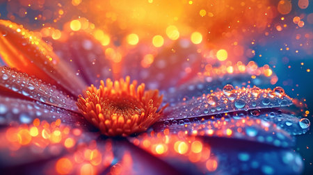Colorful image of dew on a flower. High quality illustrationの素材