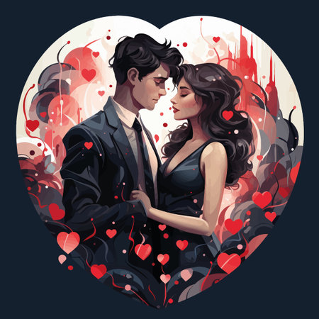 Vector icon of a couple in love. Vector illustrationの素材