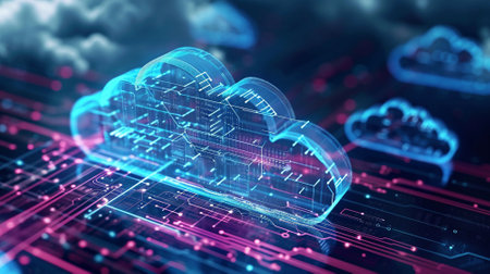 Advanced cloud technologies. Cloud storage. High quality illustrationの素材