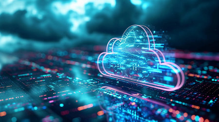 Advanced cloud technologies. Cloud storage. High quality illustrationの素材
