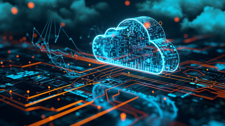 Advanced cloud technologies. Cloud storage. High quality illustrationの素材