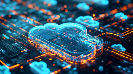 Advanced cloud technologies. Cloud storage. High quality illustrationの素材