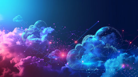 Advanced cloud technologies. Cloud storage. High quality illustrationの素材