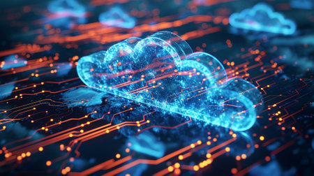 Advanced cloud technologies. Cloud storage. High quality illustrationの素材