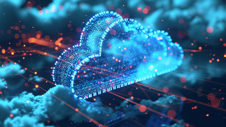 Advanced cloud technologies. Cloud storage. High quality illustrationの素材