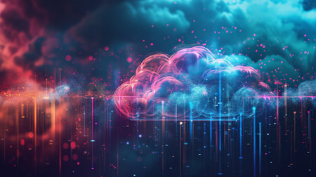 Advanced cloud technologies. Cloud storage. High quality illustrationの素材