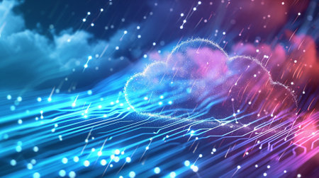 Advanced cloud technologies. Cloud storage. High quality illustrationの素材