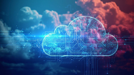 Advanced cloud technologies. Cloud storage. High quality illustrationの素材