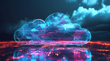Advanced cloud technologies. Cloud storage. High quality illustrationの素材