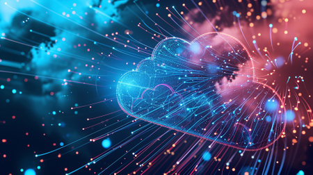 Advanced cloud technologies. Cloud storage. High quality illustrationの素材