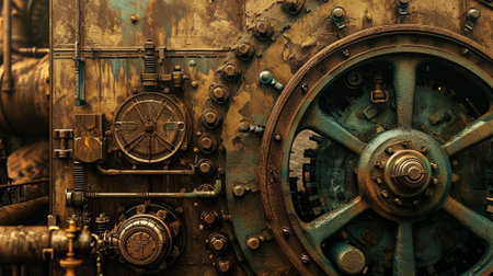 Classic steampunk background in steampunk style. Mechanisms, gears. High quality illustrationの素材