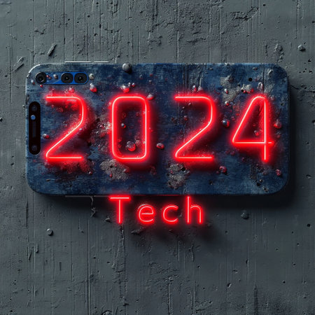 The emblem of 2024. The symbol of the year of Technology. High quality illustrationの素材