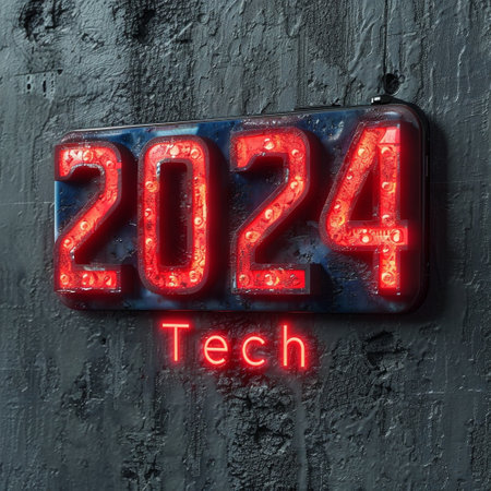The emblem of 2024. The symbol of the year of Technology. High quality illustrationの素材