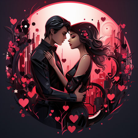 A beautiful drawing of a beloved couple. Valentine's day. High quality illustrationの素材