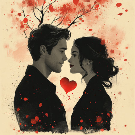 A beautiful drawing of a beloved couple. Valentine's day. High quality illustrationの素材
