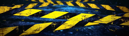 The police line. Warning tape on a dark blue background. Warning. High quality illustrationの素材