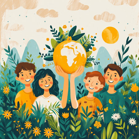Support and care. A little magic and hope. Making the world a better place. High quality illustrationの素材
