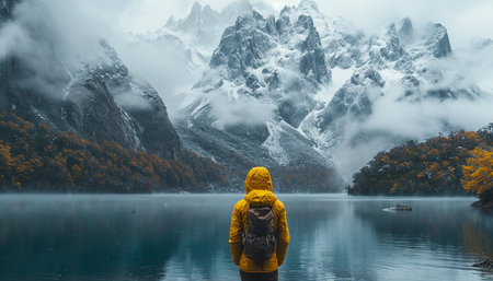 A wonderful travel photo with a tourist. High quality photoの素材