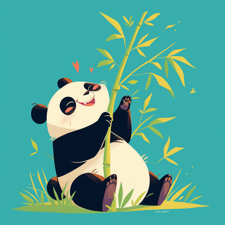 Panda and bamboo. A symbol of nature. High quality illustrationの素材