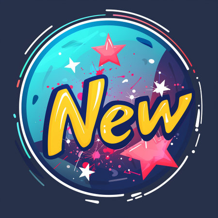 Lovely badge with the inscription New. High quality illustrationの素材