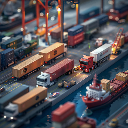 Transportation and the concept of logistics transportation. Trucks, ships, planes, logistics of cargo delivery. High qualityの素材