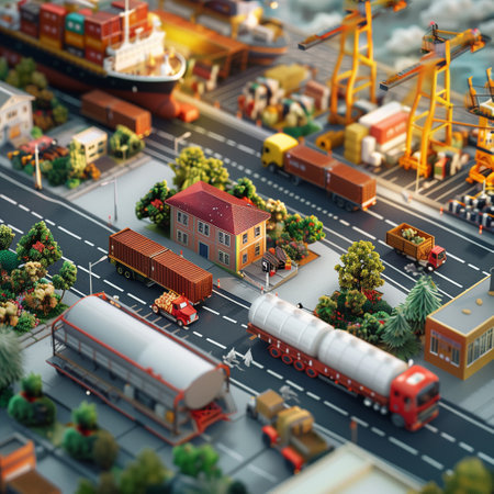 Transportation and the concept of logistics transportation. Trucks, ships, planes, logistics of cargo delivery. High qualityの素材