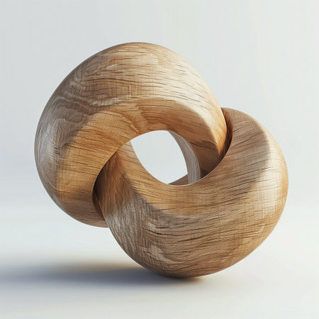 Wooden 3d object. A conceptual logo. 3d rendering. High qualityの素材