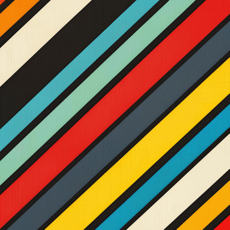 A lively abstract artwork featuring a mix of geometric shapes, lines, circles and vibrant colors, creating a dynamic and modern visual composition.の素材