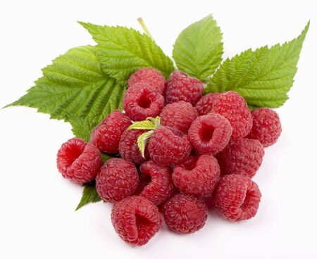 raspberry with green leaf