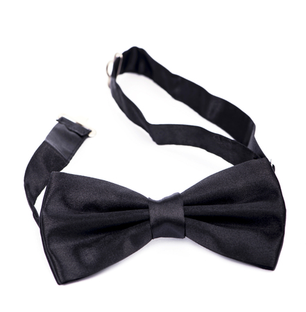 Black bow tie isolated on white backgroundの写真素材