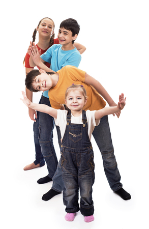 Happy children isolated on the white.の写真素材