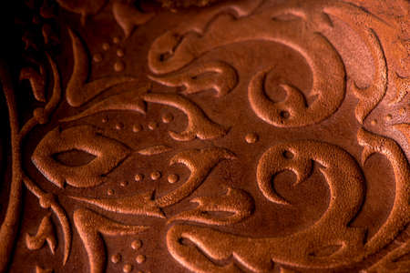 The Leather floral pattern background close up